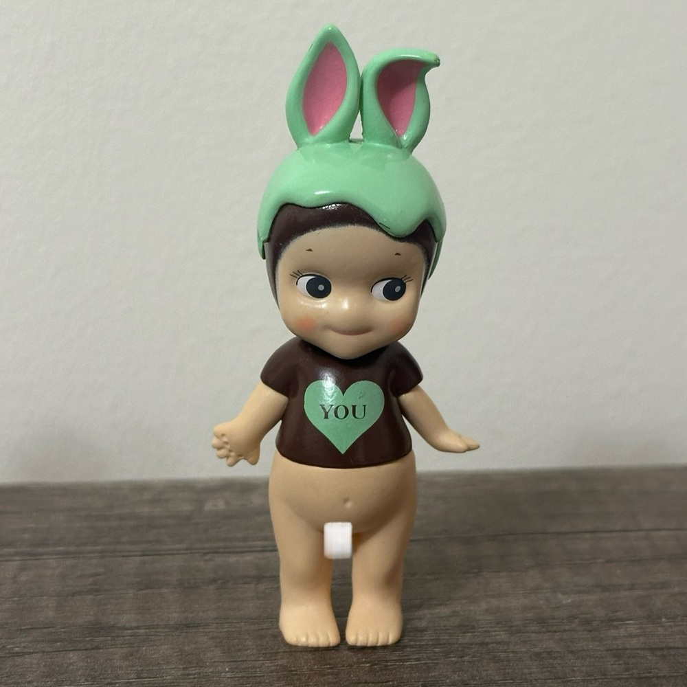 teal bunny figurine